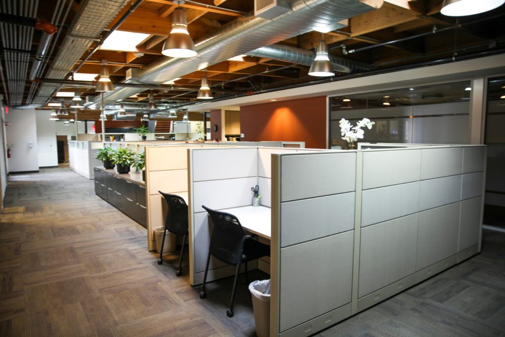 image of cubicles and open office space with plants