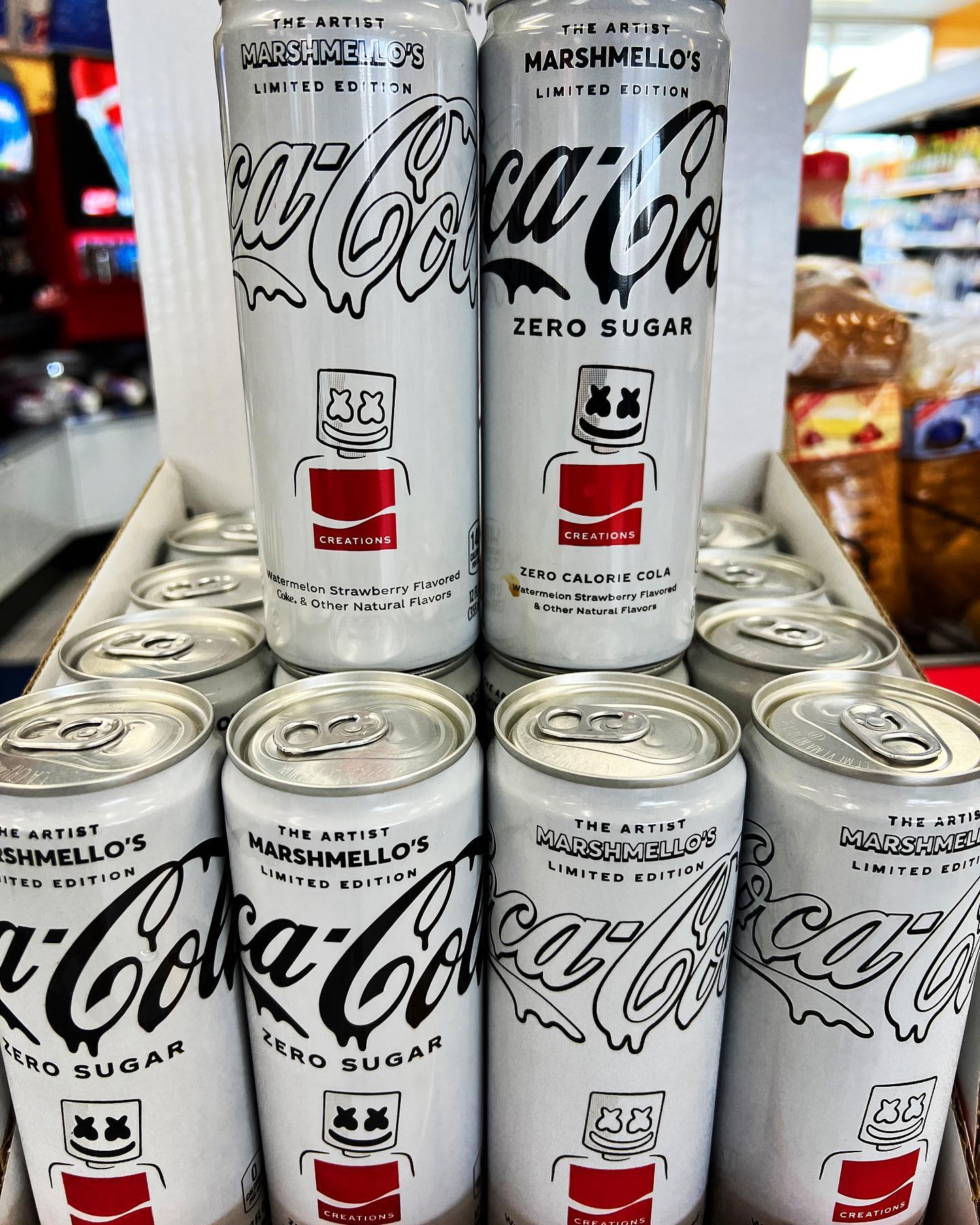 It doesn’t taste like marshmallows, but you can grab the limited edition Coke-Marshmello colab flavor at stores now. (Some say it takes like Coke with 🍓+ 🍉)